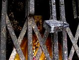 Kathmandu Swayambhunath 23 Ratnasambhava South Dhyani Buddha Statue Behind Mesh 
